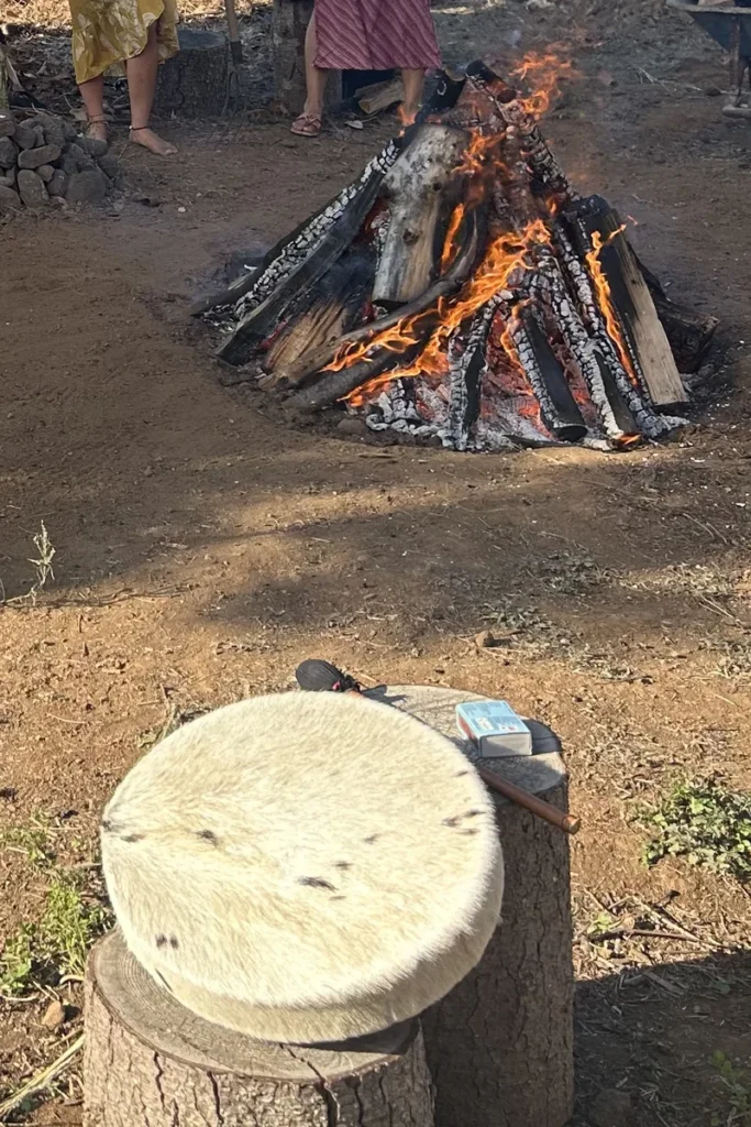Tambor en fuego de Temazcal Alpa Kamaska