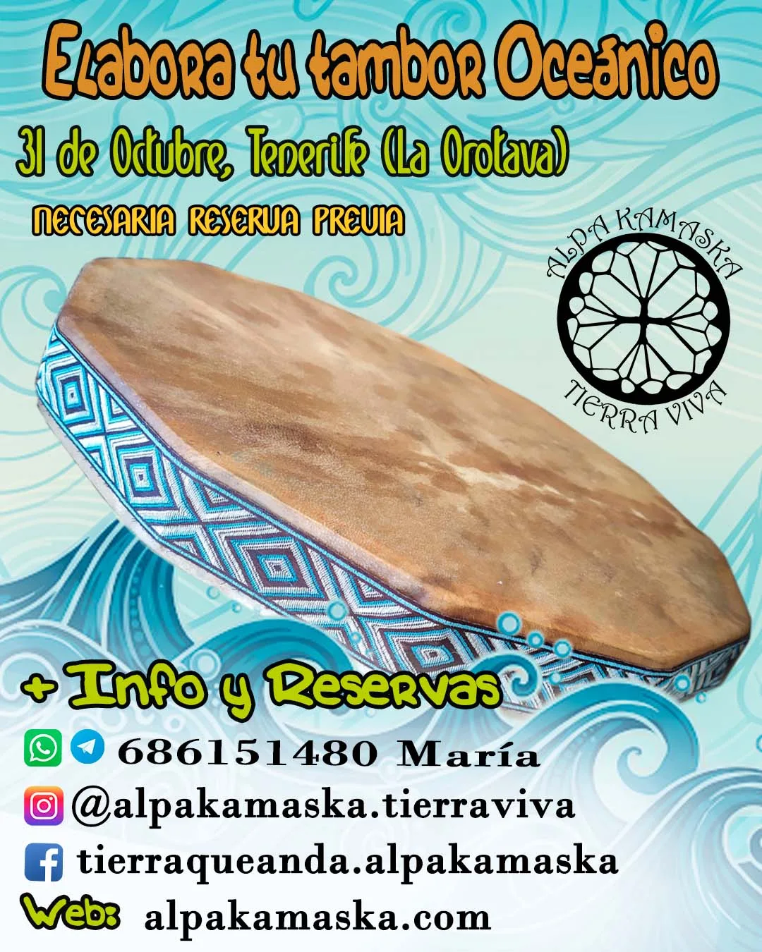 Taller de tambor oceánico en Tenerife - Alpa Kamaska